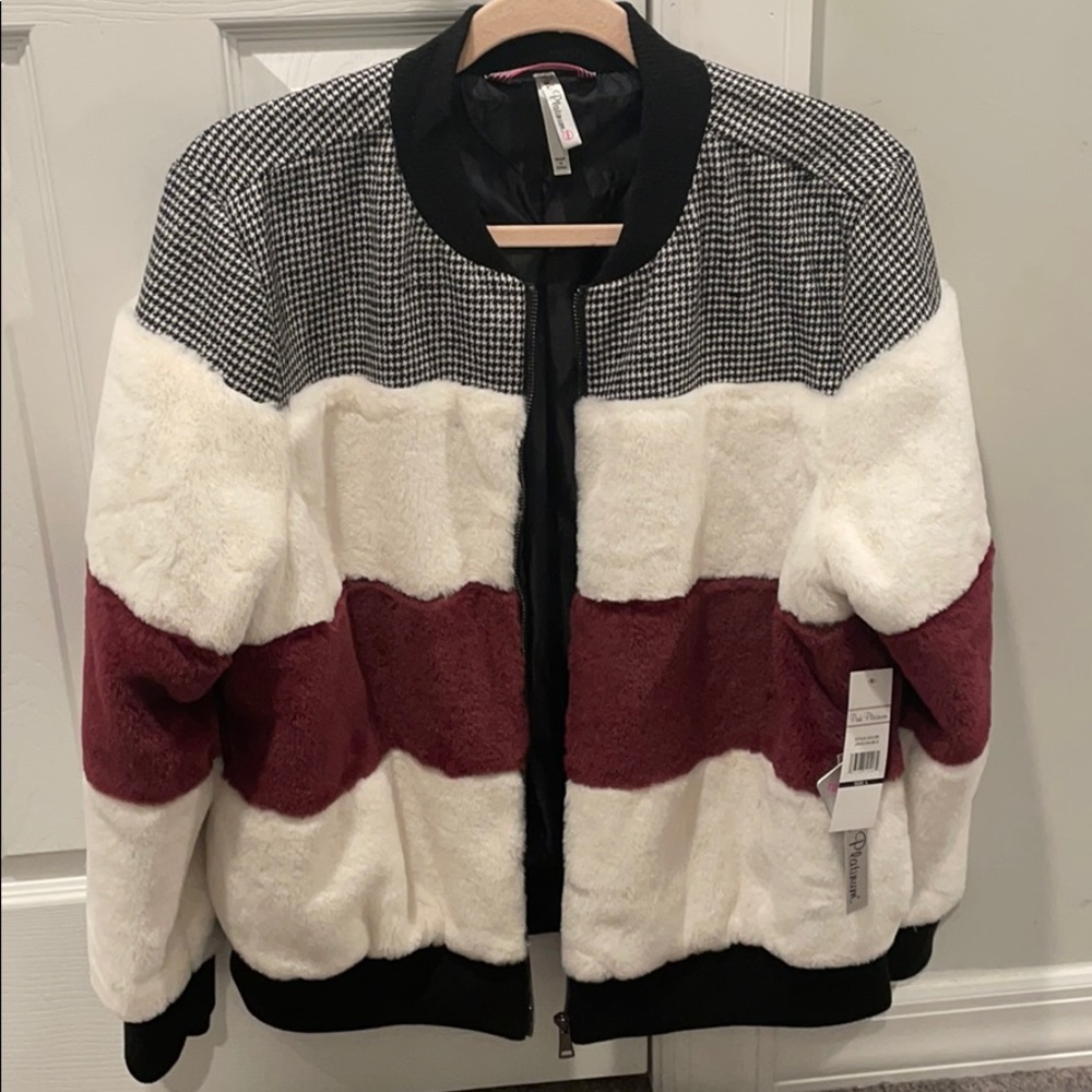 Pink Platinum Fur Bomber Jacket